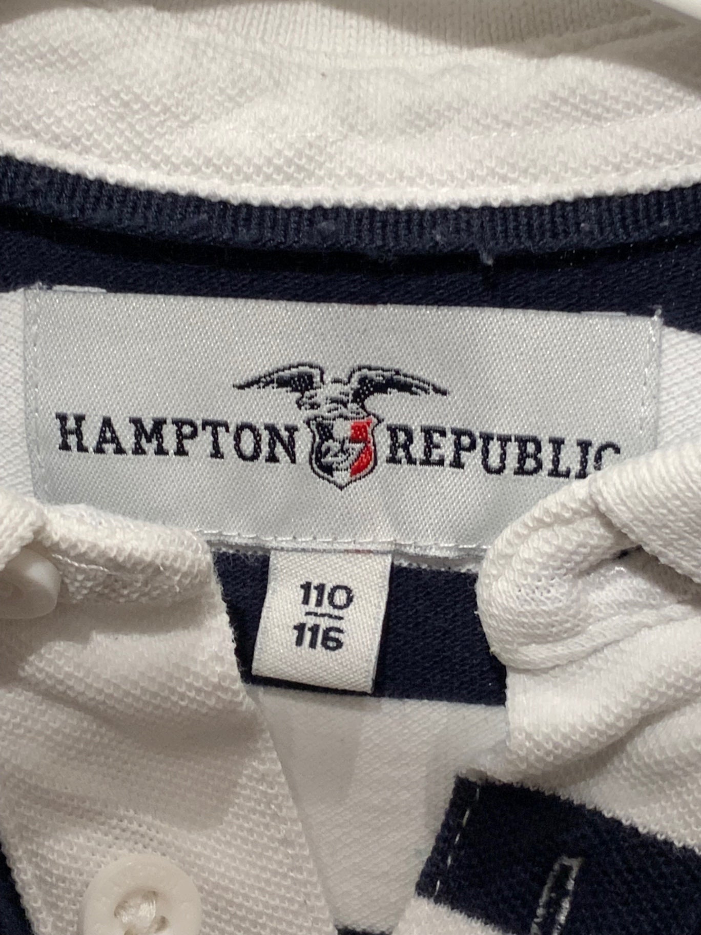 S Hampton Rep. Pikétröja 110/116 Vit/Mörkblå Randig