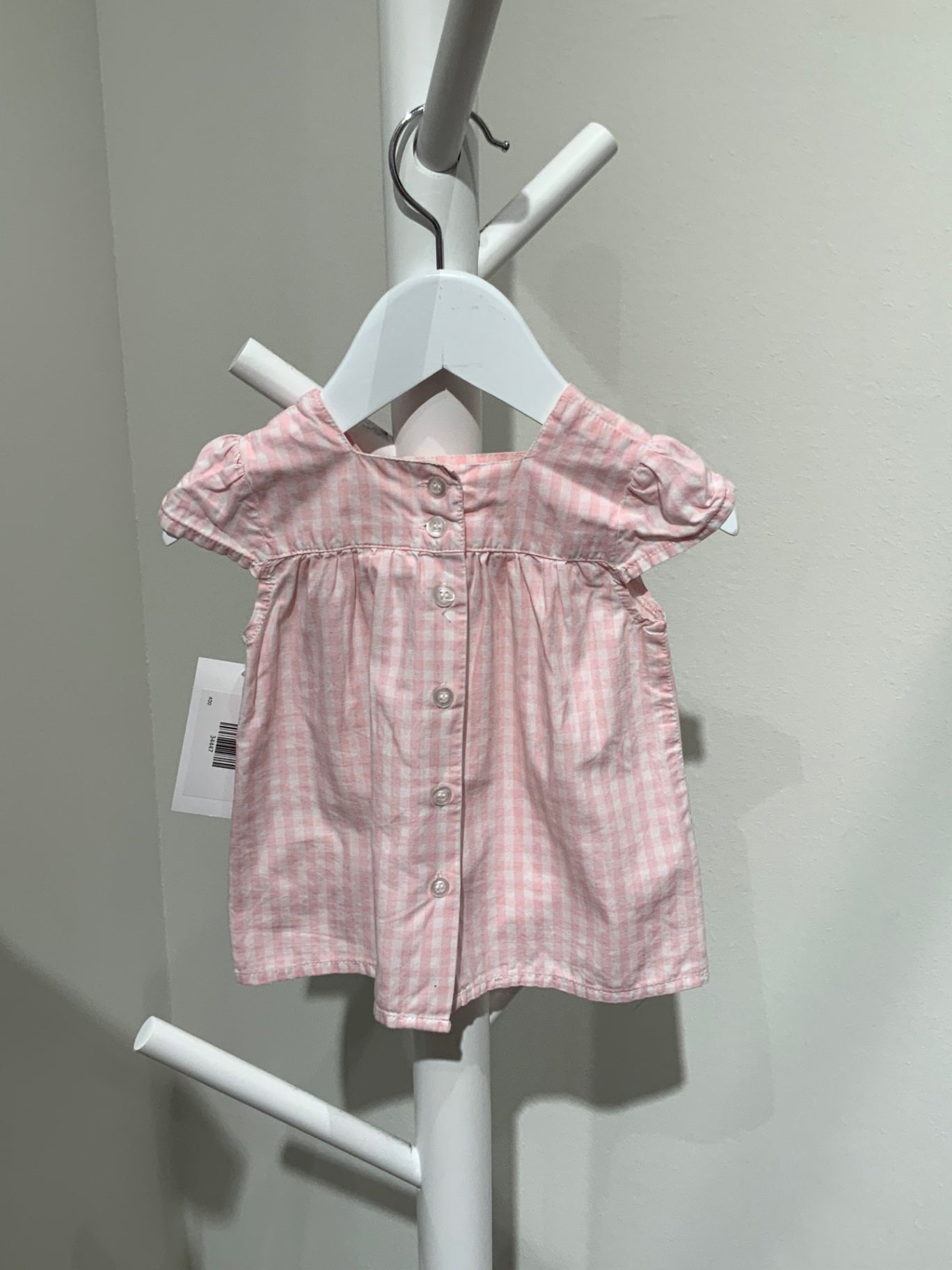 S Lindex Klänning 62 Rosa/Vit rutig