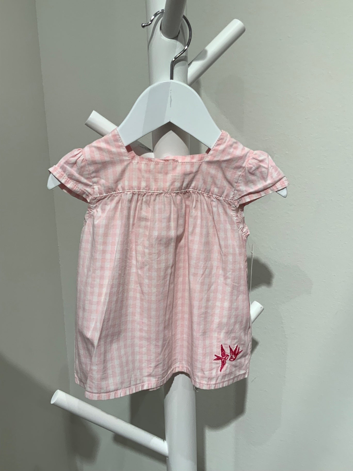 S Lindex Klänning 62 Rosa/Vit rutig