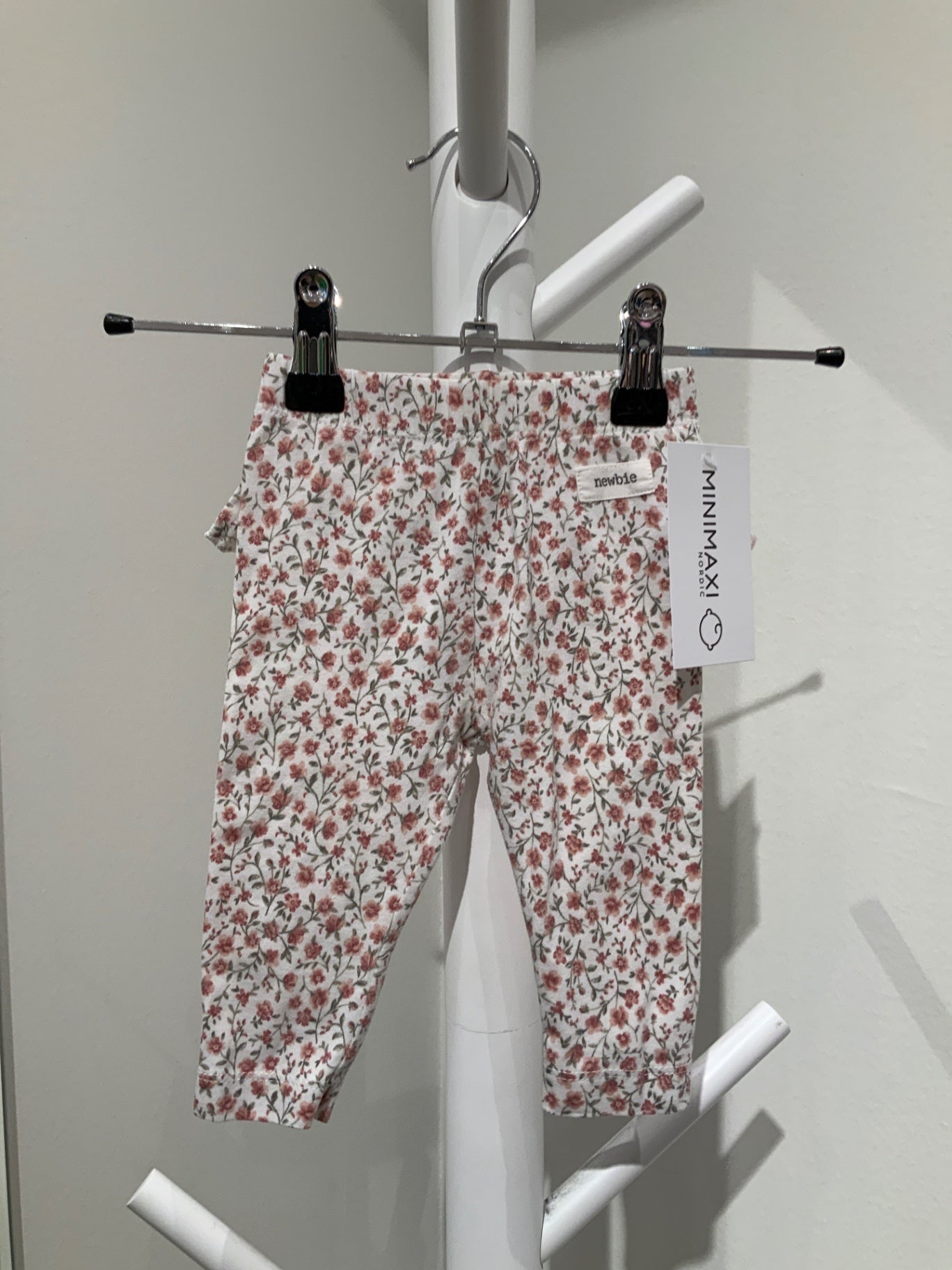 S Newbie Leggings 62 Vit/Blommig volang
