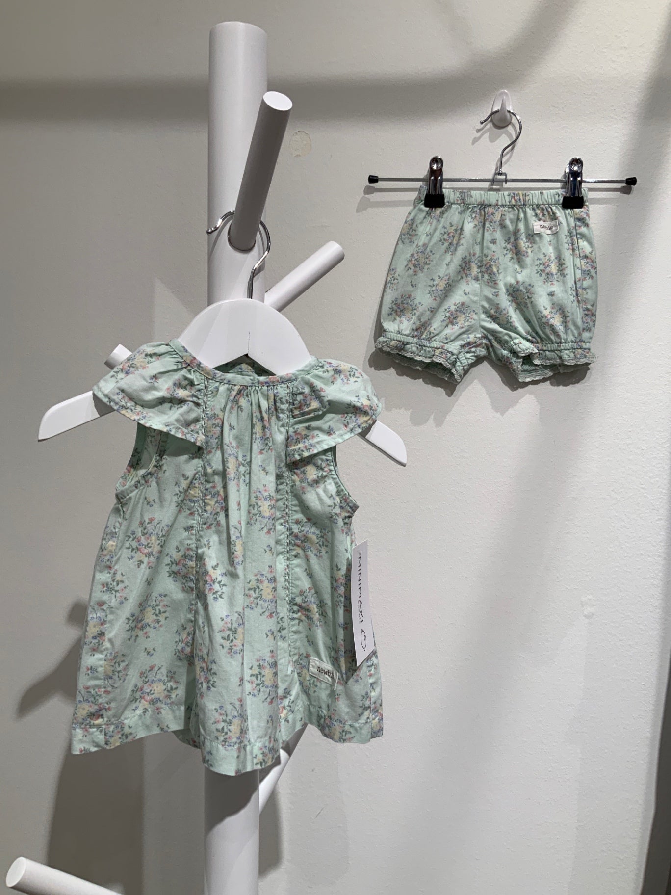 S Newbie Topp + Shorts set 62 Turkos/Blommig