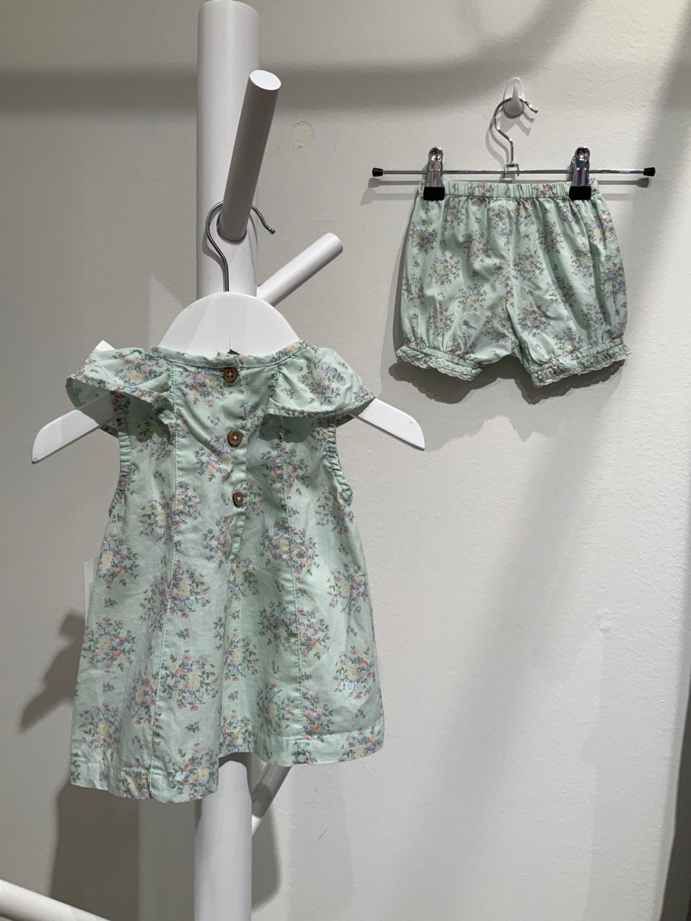 S Newbie Topp + Shorts set 62 Turkos/Blommig