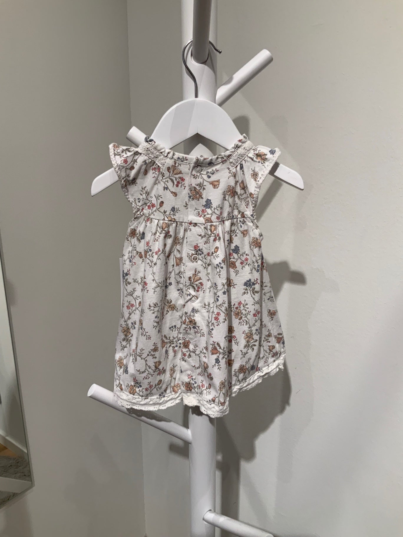 S Newbie Klänning 68 Vit/Blommig