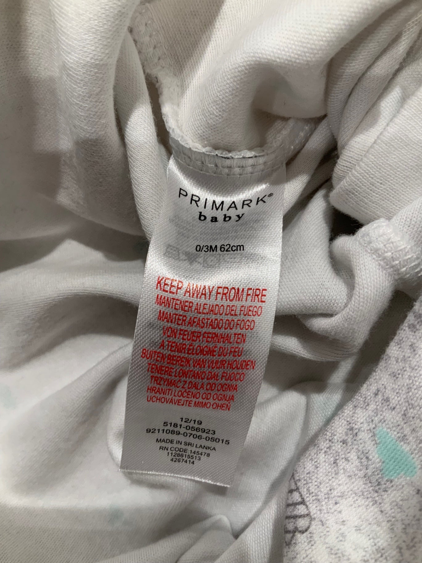S Primark Pyjamas 62 Grå/Moln