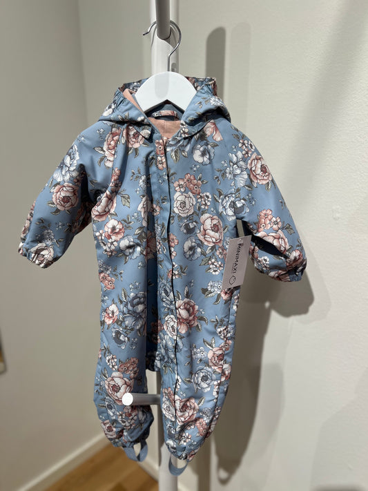 S Newbie Regn/Skaloverall 68 Blå/Blommig