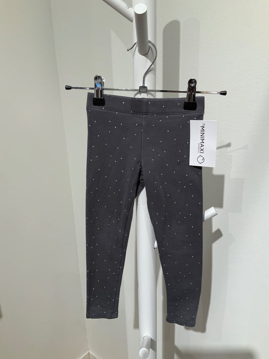 S H&M Leggings 98 Grå/Prickig Borstad insida