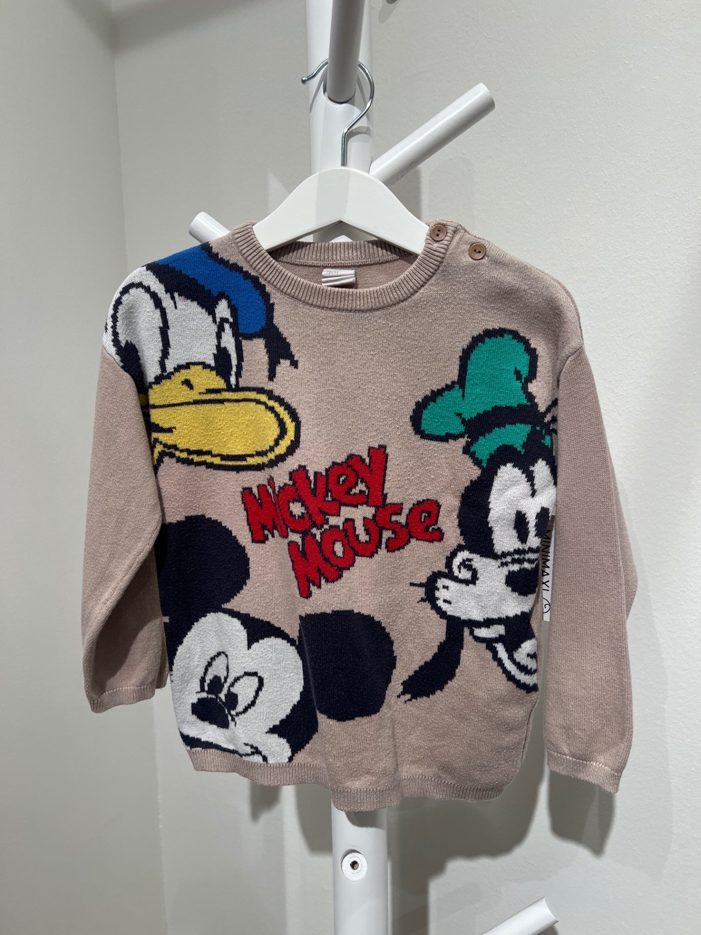 S H&M Tröja 98 Beige/Mickey Mouse