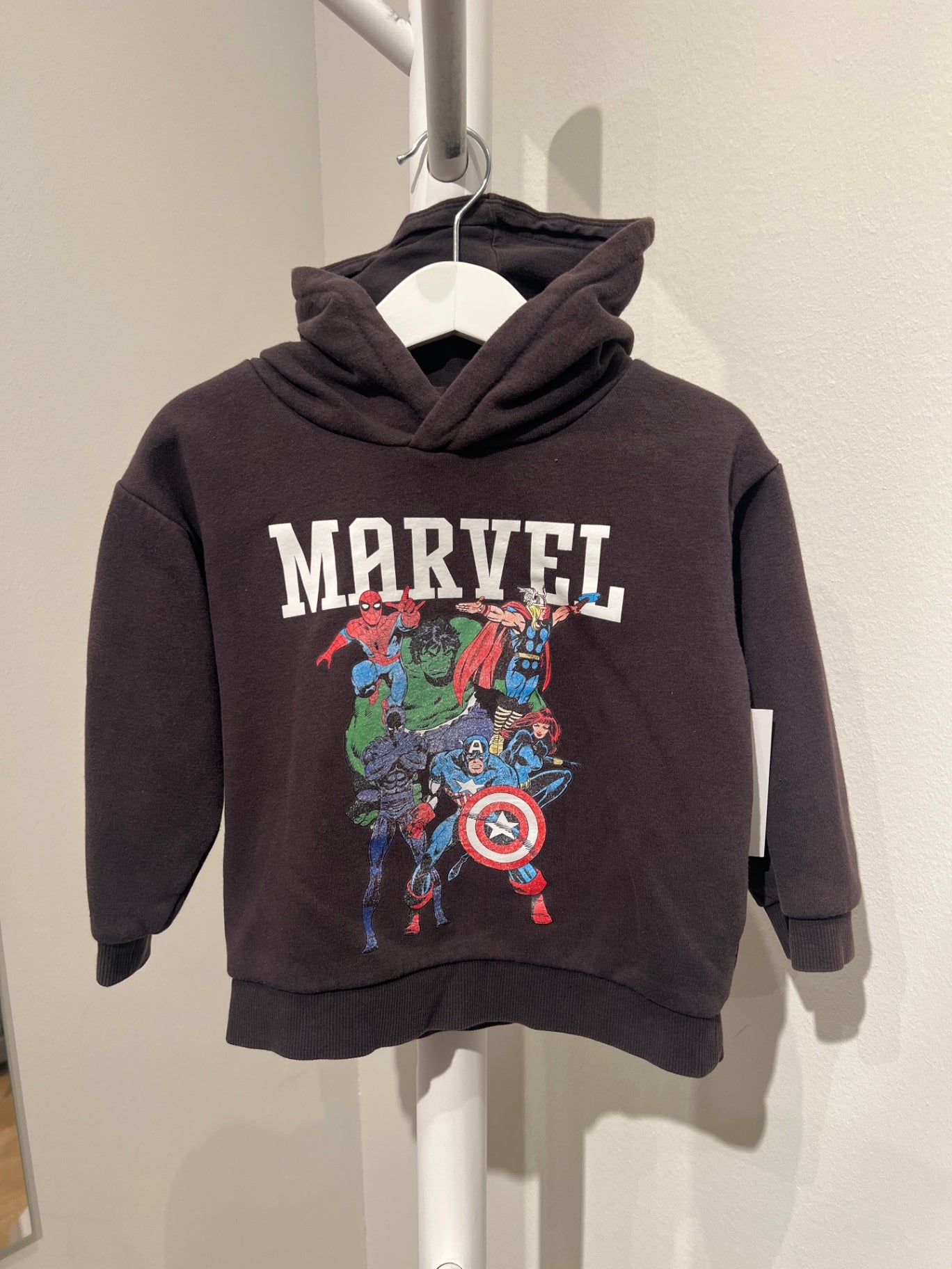 S H&M Hoodie 98/104 Mörkgrå/Marvel