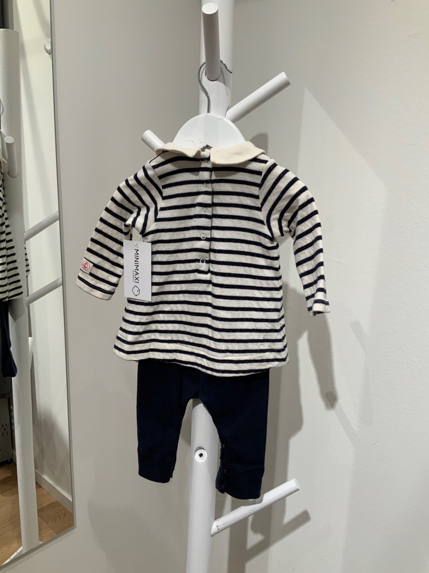 S Petit Bateau Set Klänning/byxa 68 randig