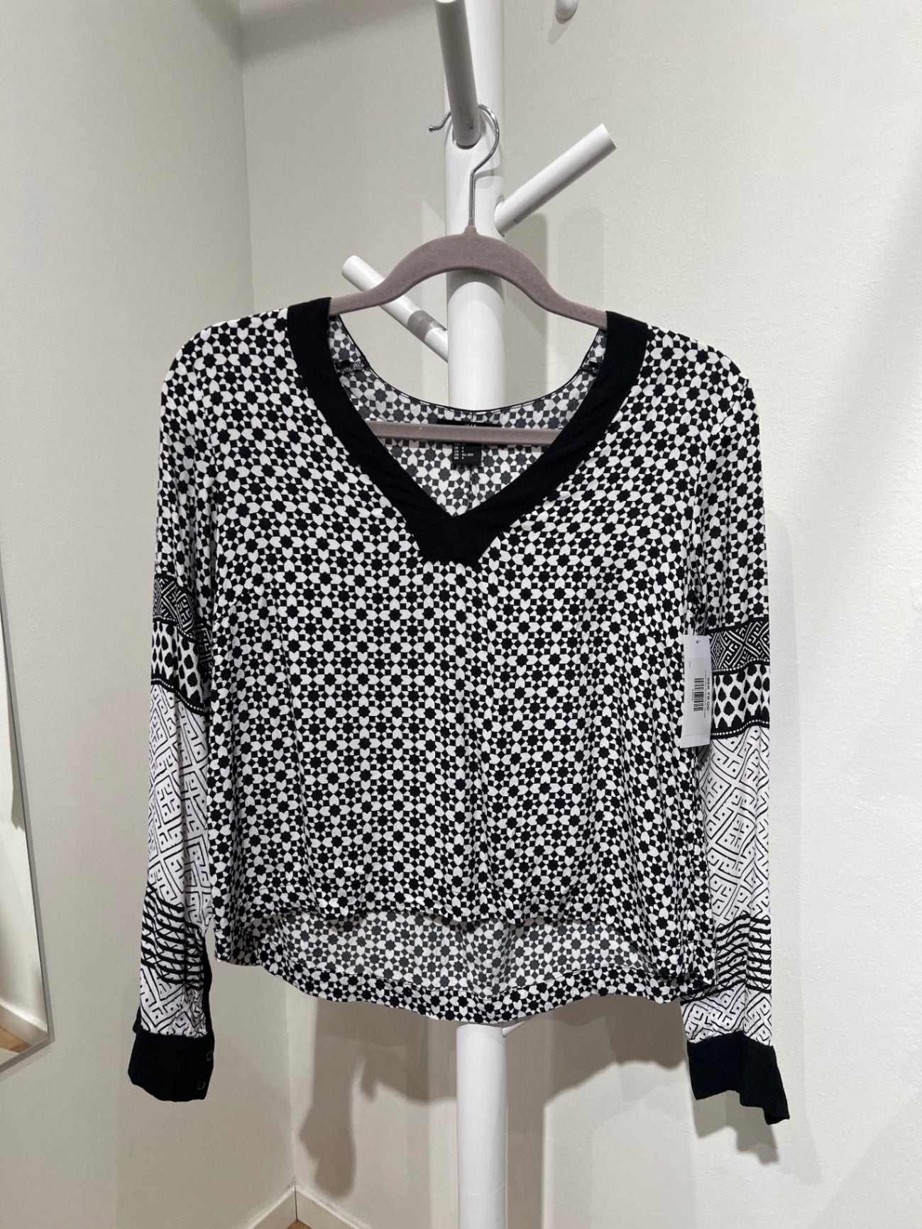 S H&M Blus 34 Svart/Vit mönster