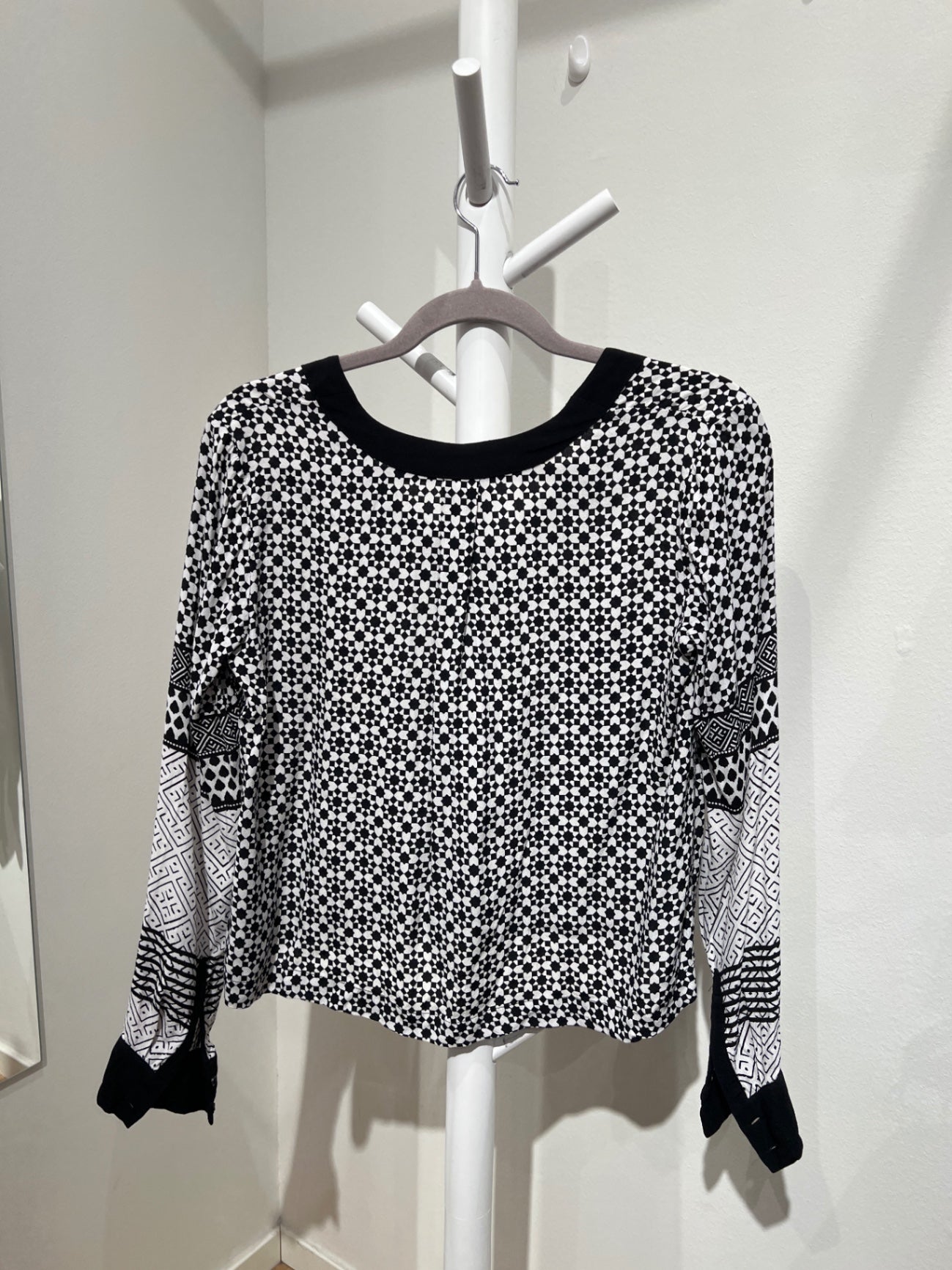 S H&M Blus 34 Svart/Vit mönster