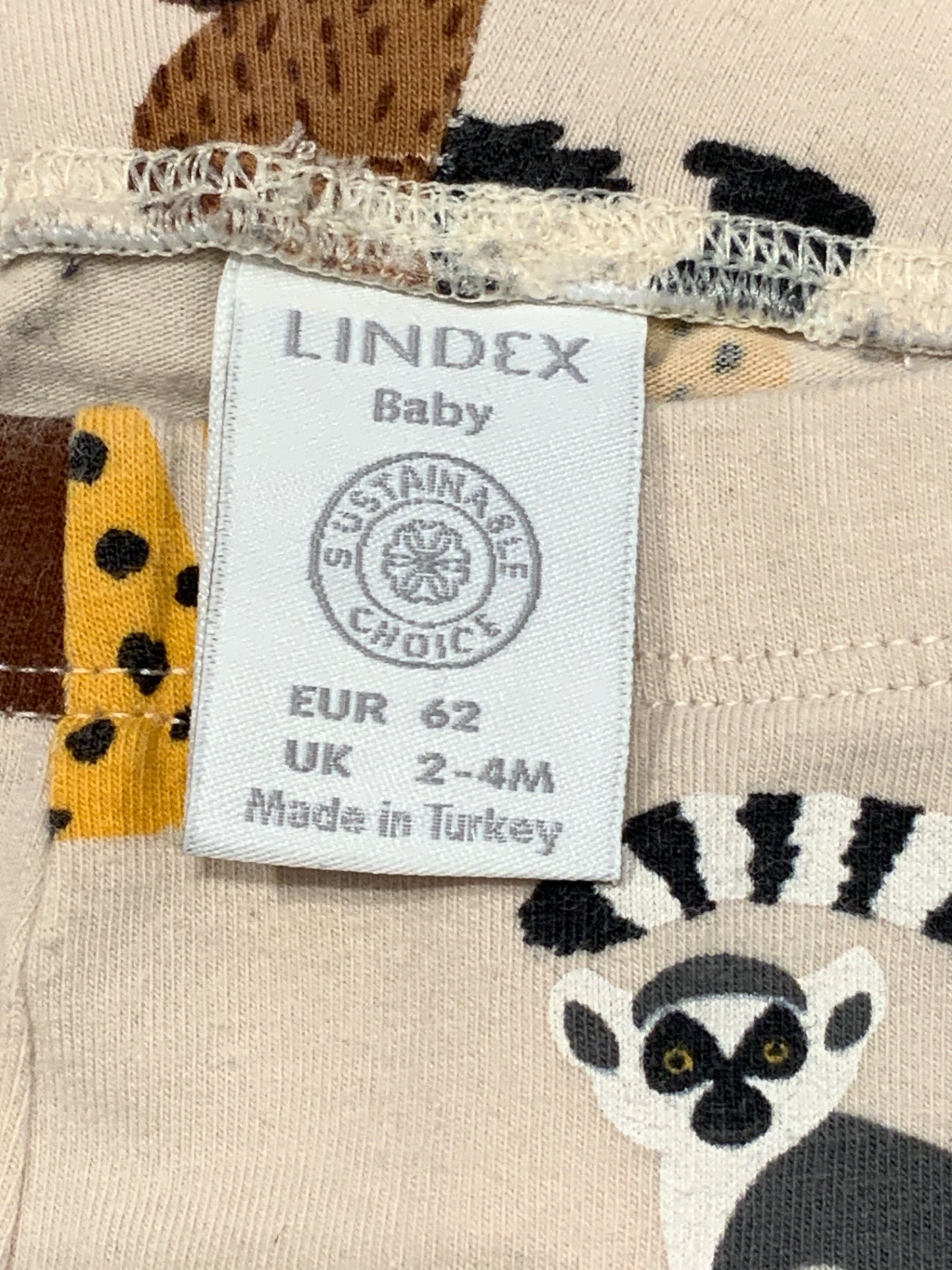 S Lindex Leggings 62 Beige med djur