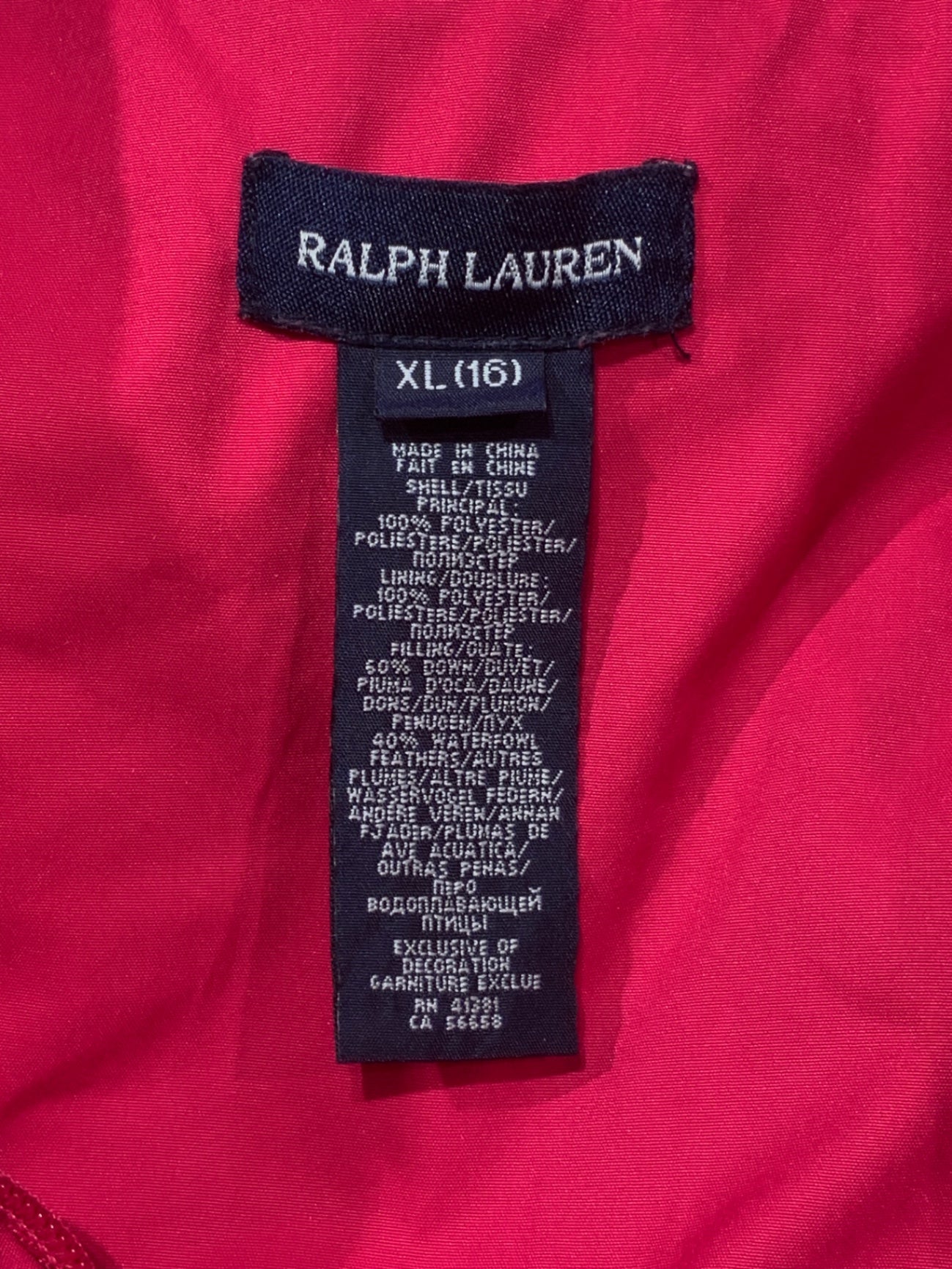 S Ralph Lauren Dunjacka (11-12 ÅR) Rosa med gulddetaljer