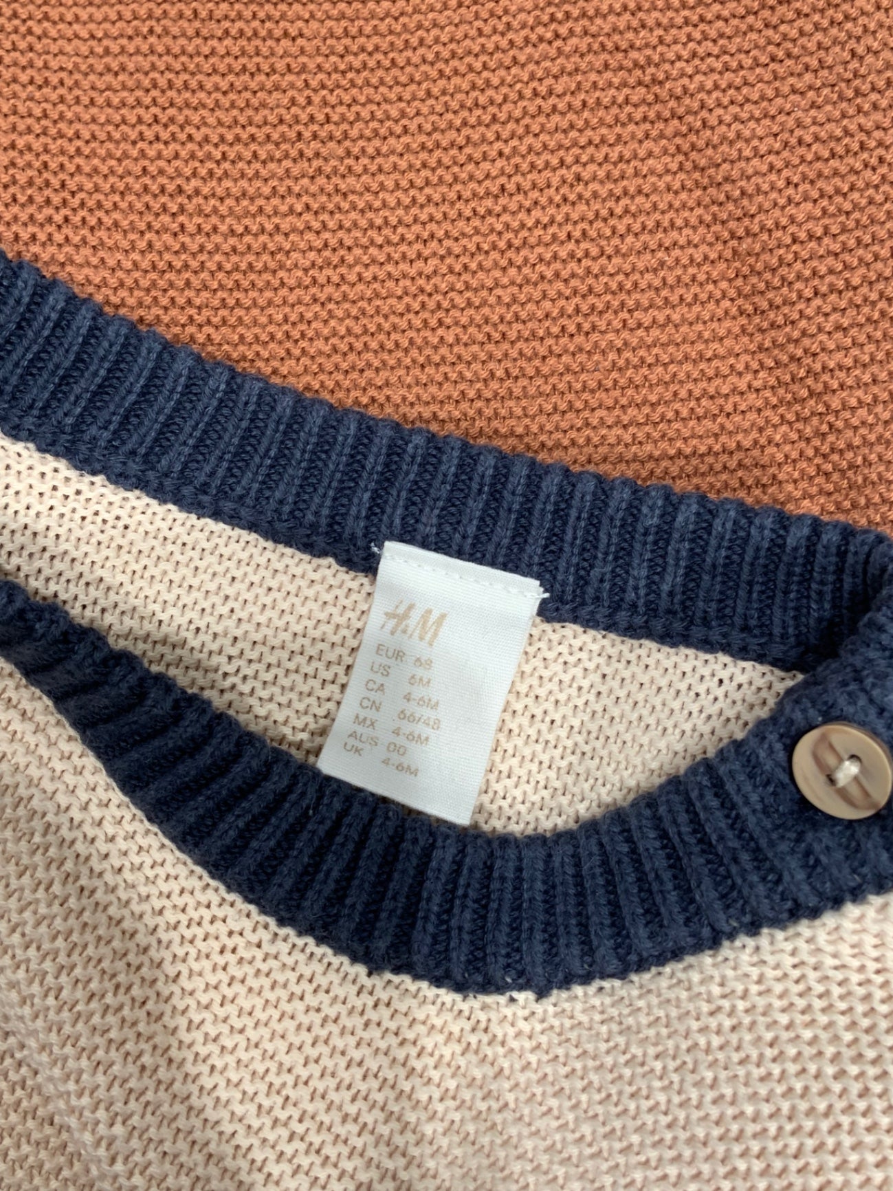 S H&M Tröja 68 Beige/Brun/Blå