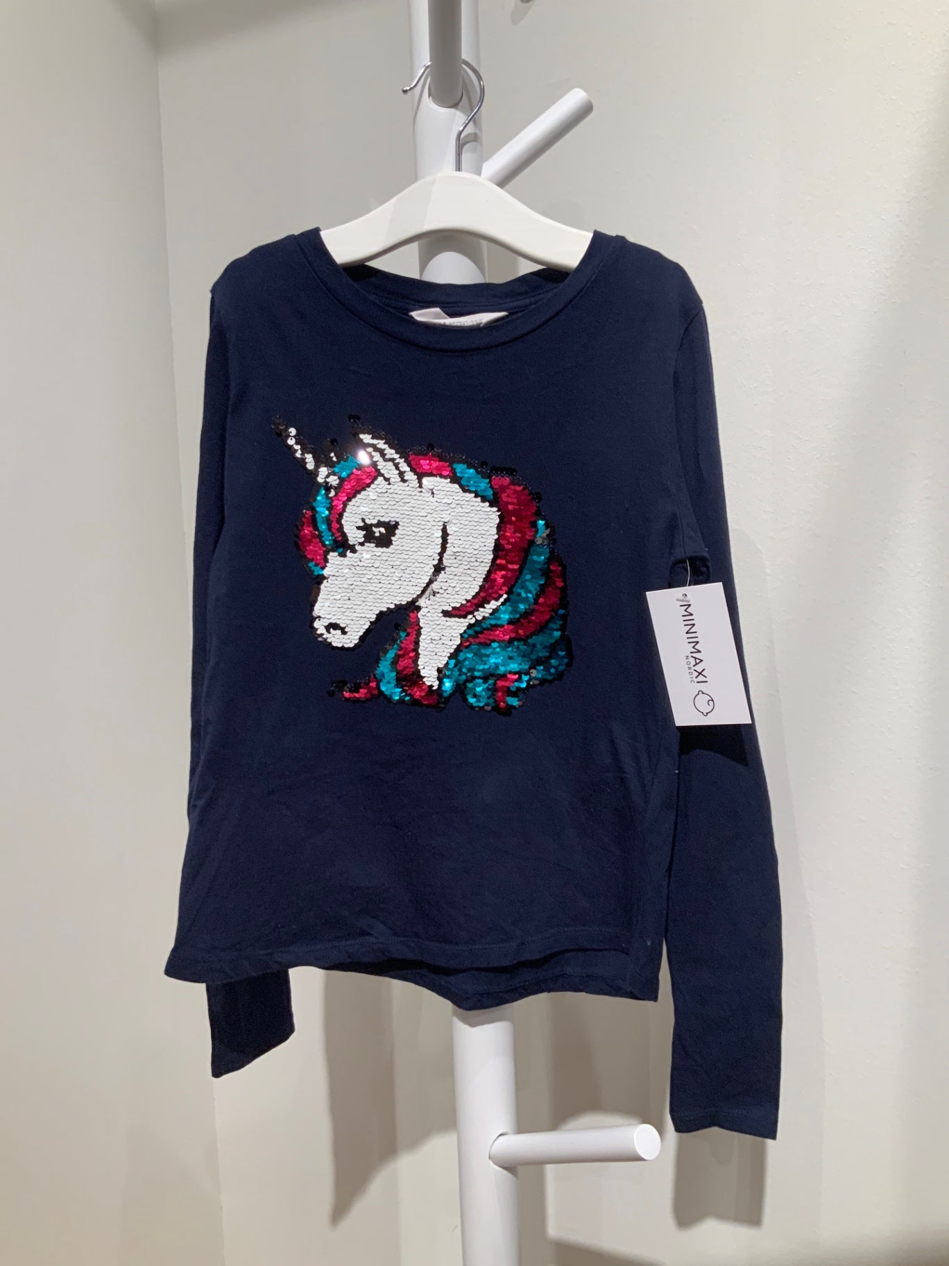 S H&M Tröja 146/152 Mörkblå/Unicorn