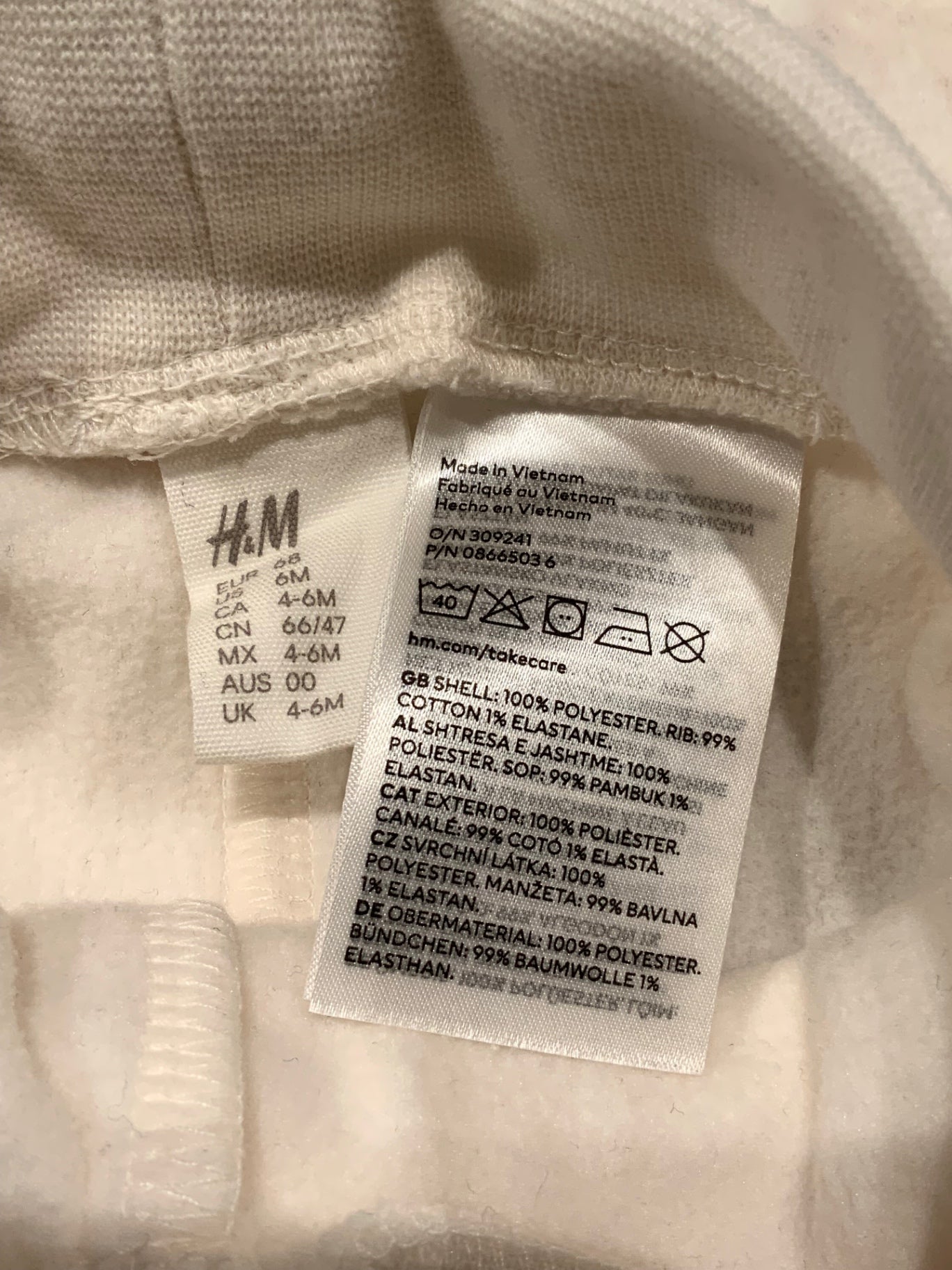 S H&M Byxor 68 vit