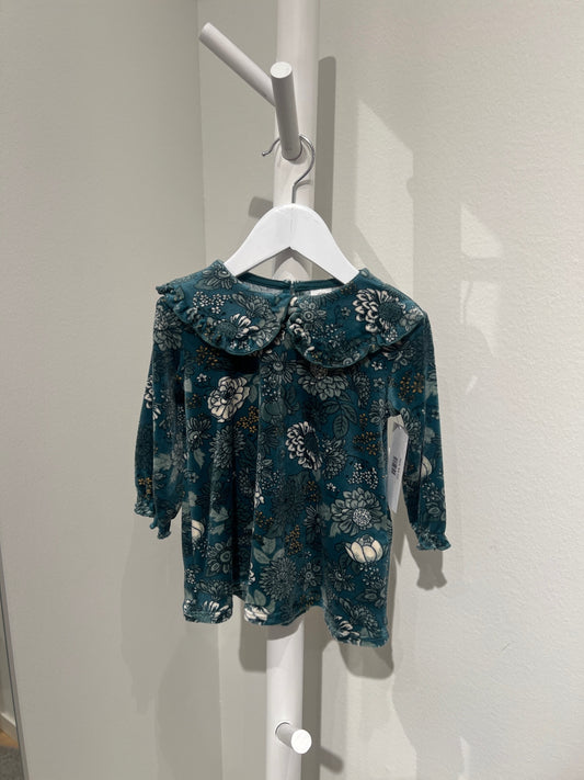 S H&M Klänning 74 Grön/Blommig