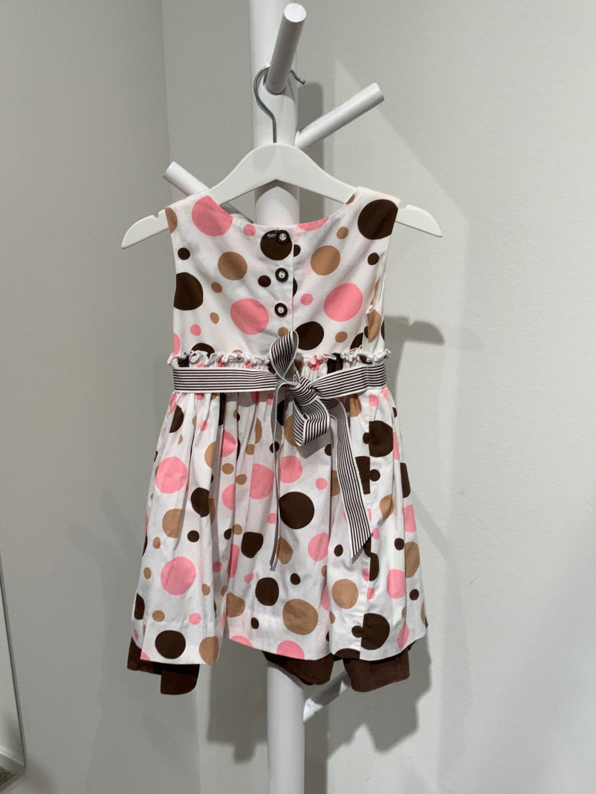 S Pink Zebra Klänning 98 prickig