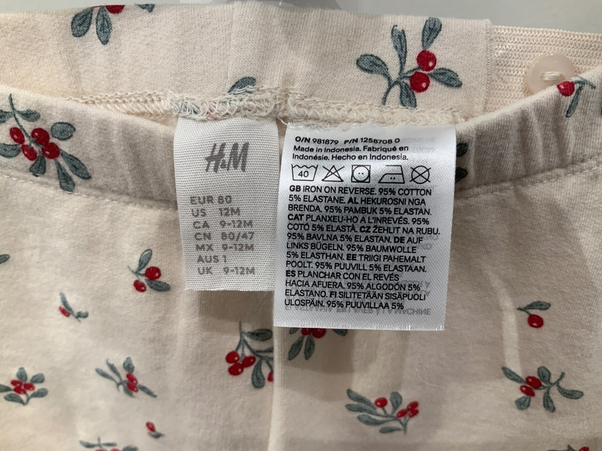 S H&M Byxor 80 Beige/Körsbär