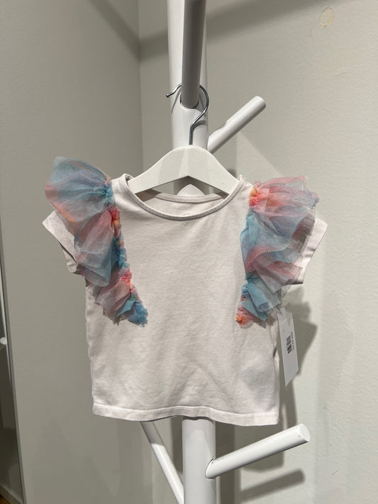 S H&M T-shirt 92 Vit/Tyll