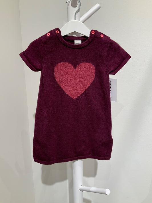 S H&M Stickad klänning 86 Rosa/Hjärtan