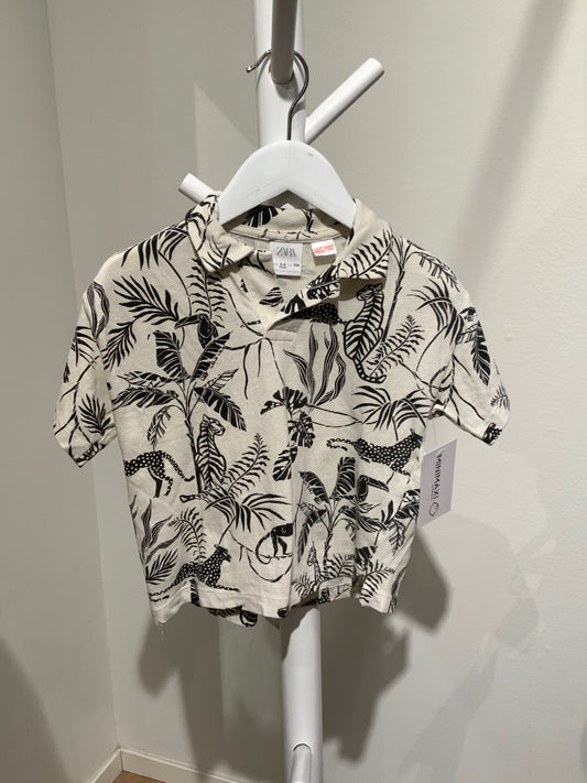 S ZARA T-shirt 104 Creme/Djungel