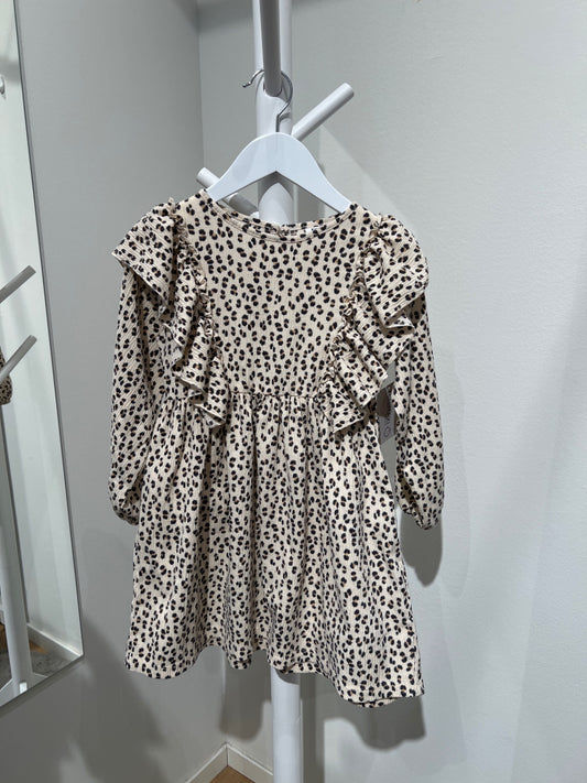 S Kappahl Klänning 110/116 Beige/Leo