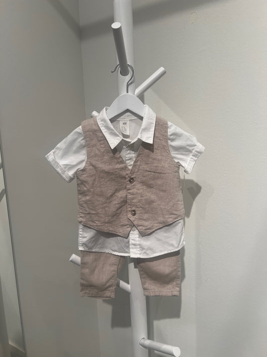 S H&M Linmix set 74 Vit/Beige