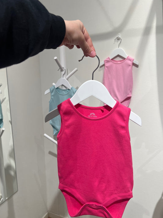 S Next baby Body 74 Rosa & Grönt paket x3