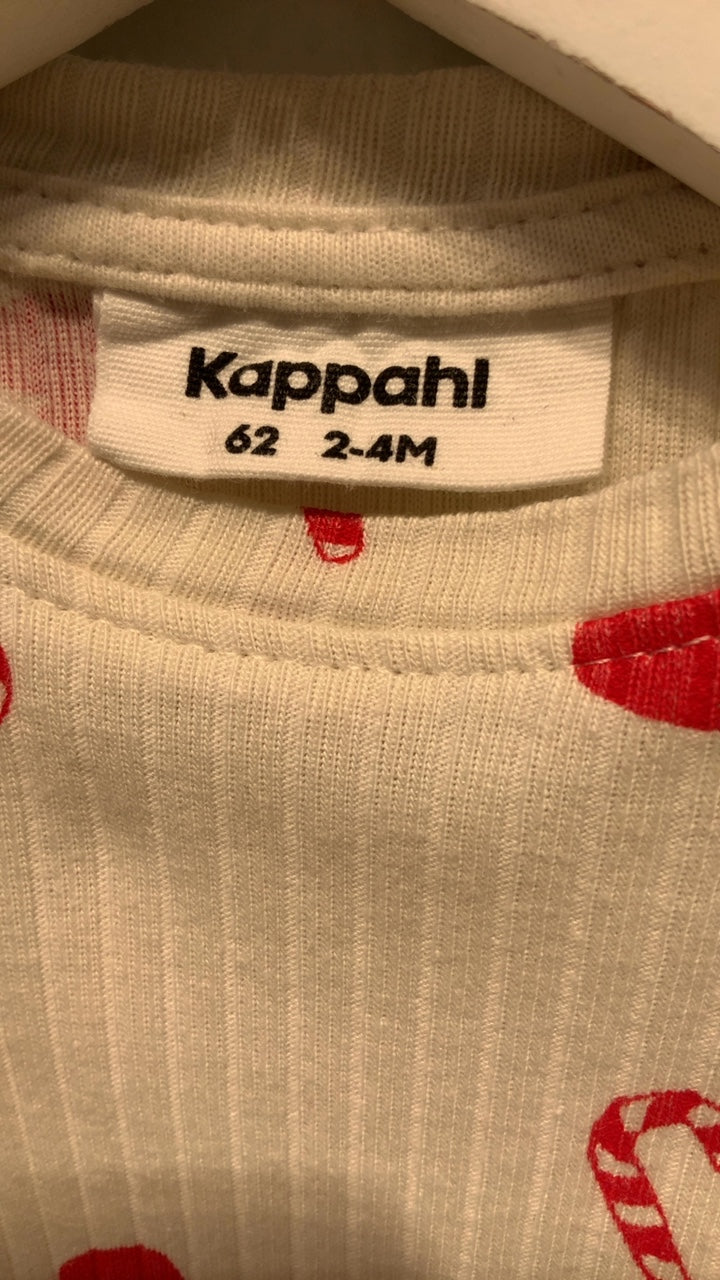 Kappahl Body 62 Beige/Hjärtan Ribbad