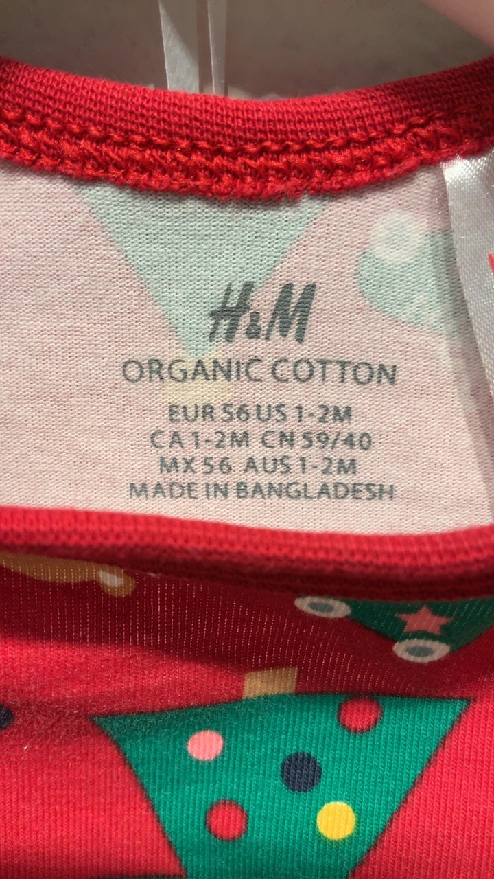 H&M Body + Byxa Set, 56 Röd/Jultema