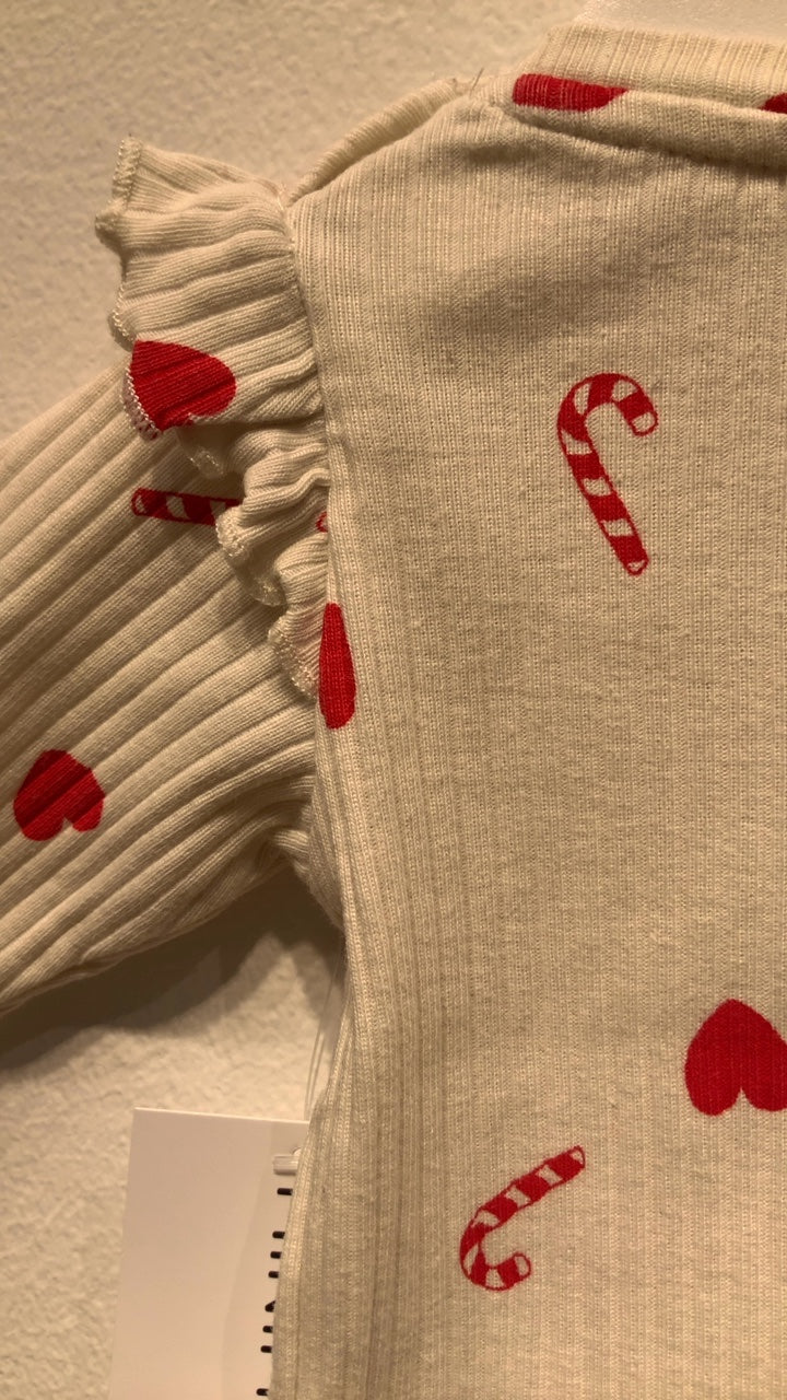Kappahl Body 62 Beige/Hjärtan Ribbad