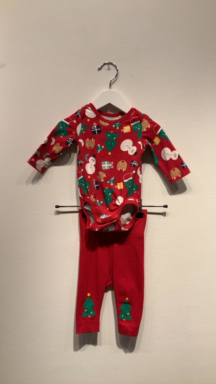 H&M Body + Byxa Set, 56 Röd/Jultema