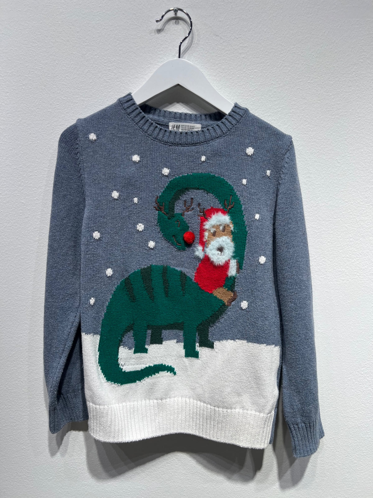 H&M Stickad tröja 122/128 Blå/Jultema
