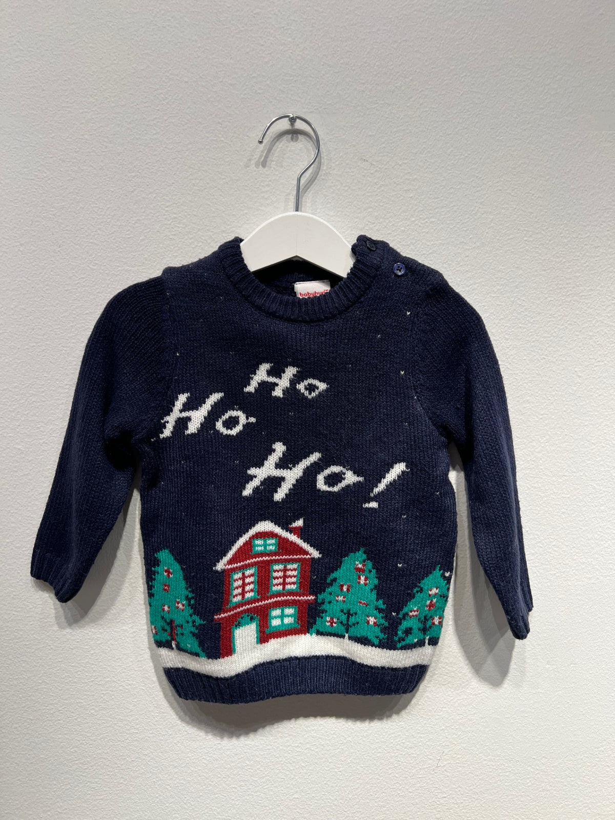 Babyhug Ullstickad tröja 92 Mörkblå/Jultema