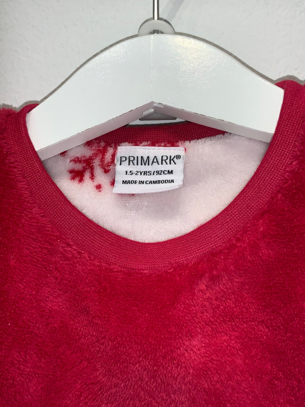 Primark Fleeceset 92 Röd/Vit