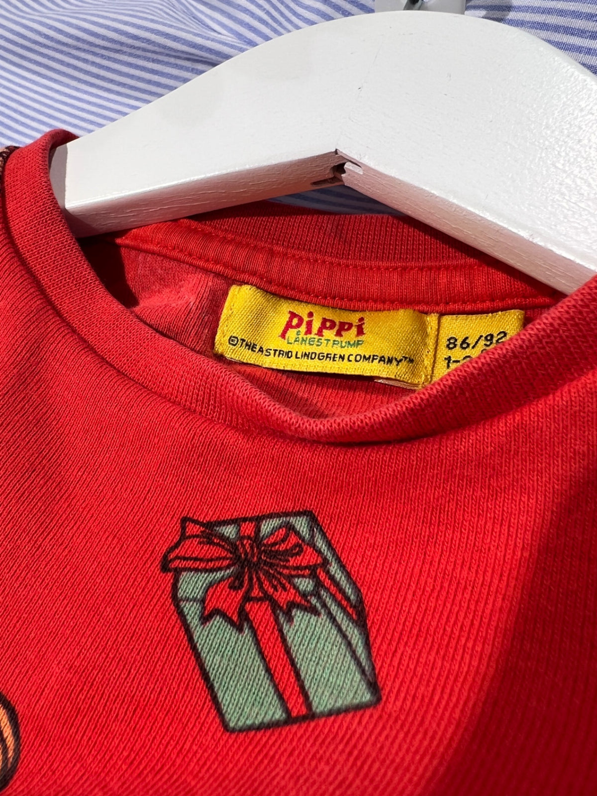 Pippi Långstrump Pyjamas Set 86/92 Röd/Jultema