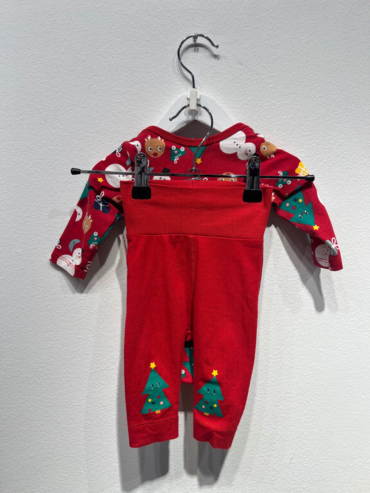 H&M Body + Byxa Set, 56 Röd/Jultema