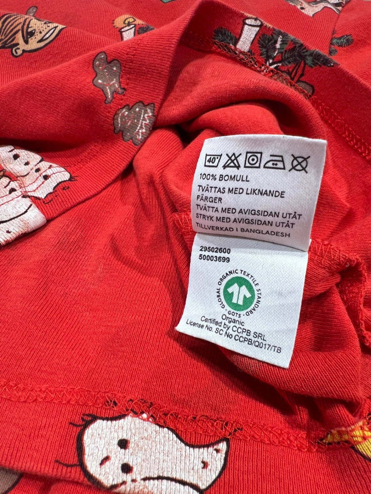 Pippi Långstrump Pyjamas Set 86/92 Röd/Jultema