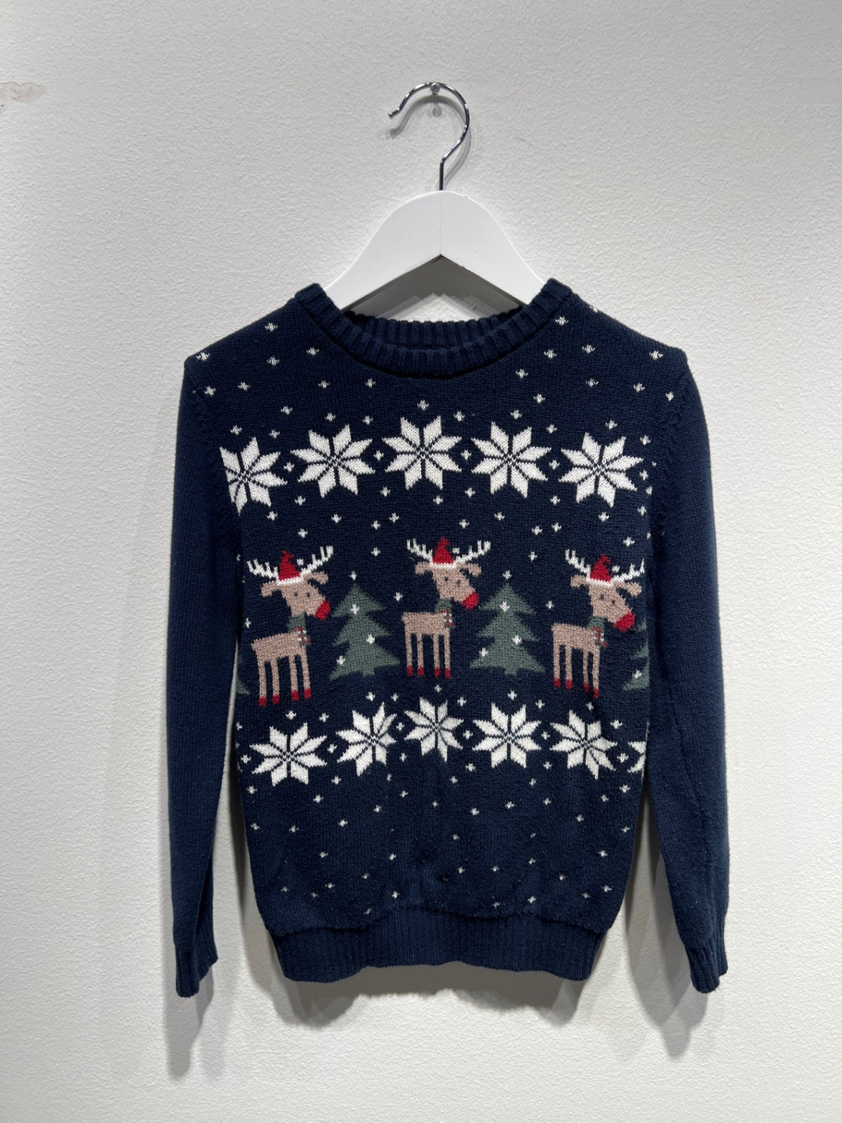 PoP (Polarn O. Pyret) Stickad tröja 128 Mörkblå/Jultema