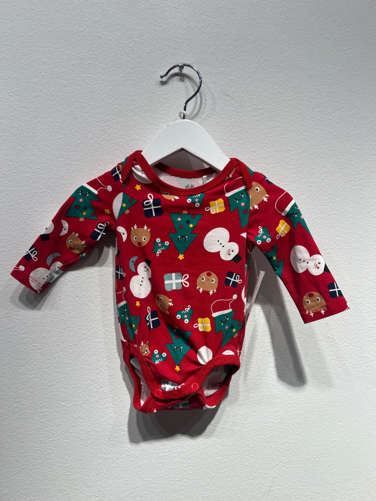 H&M Body + Byxa Set, 56 Röd/Jultema