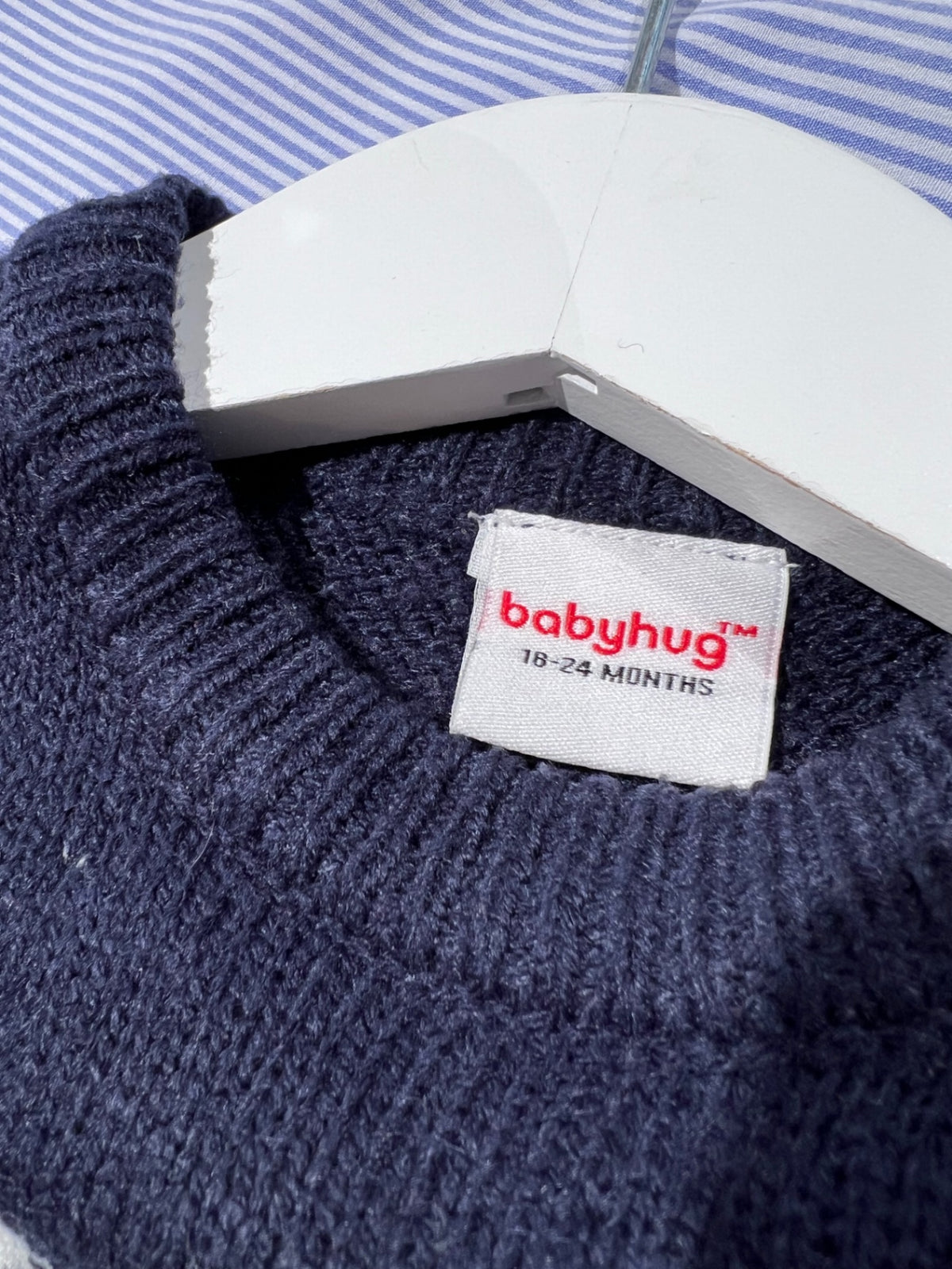 Babyhug Ullstickad tröja 92 Mörkblå/Jultema