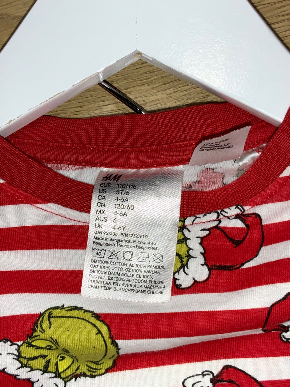 H&M Pyjamasset 110/116 Röd/Randig Grinch