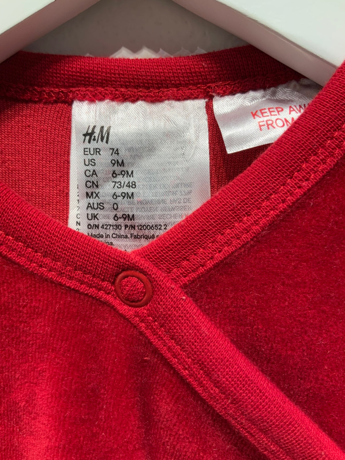 H&M Fleecepyjamas 74 Röd/Jultema: sydd