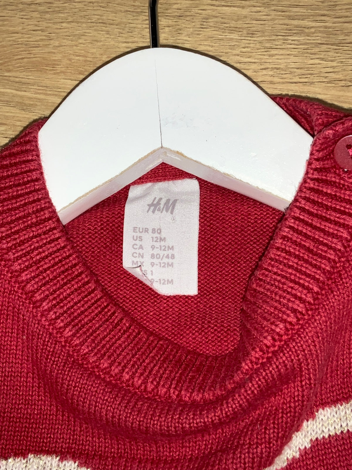H&M Stickad tröja 80 Röd/Rosett