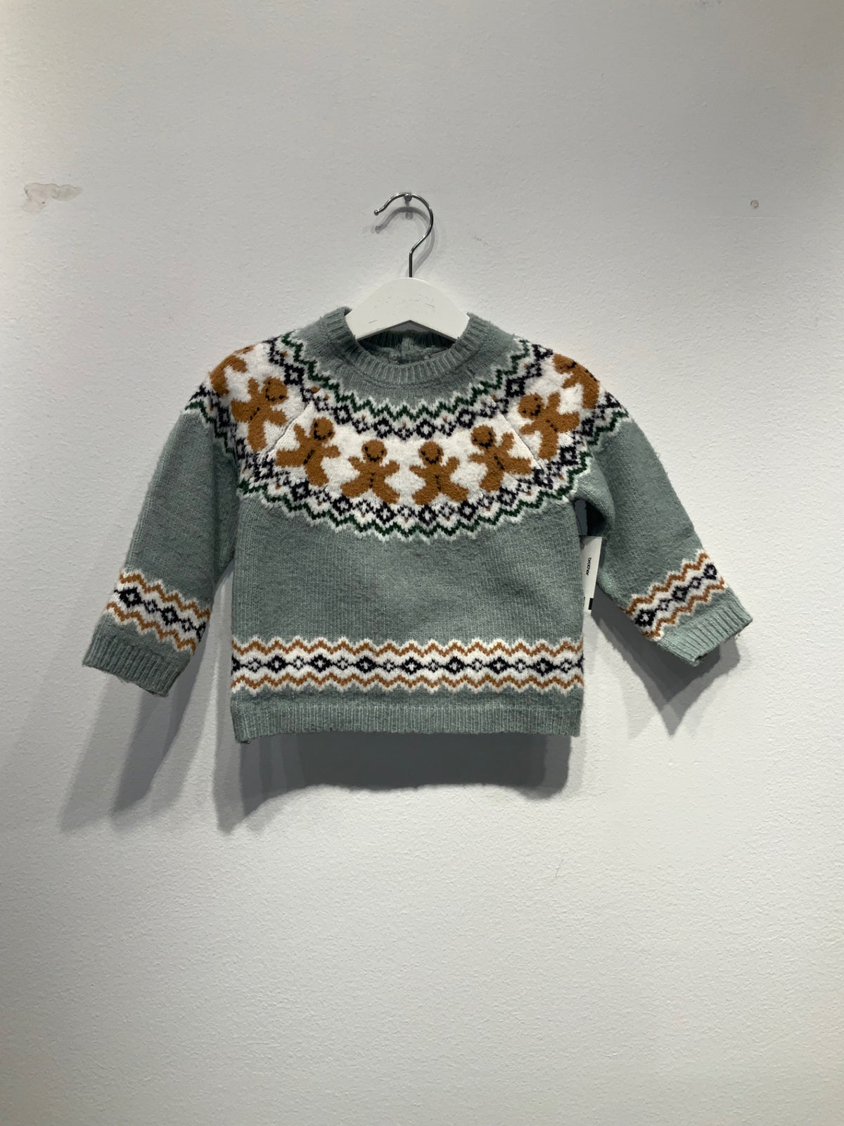 BOUT´ CHOU Stickad tröja 18m (98/104) Grå med pepparkaksmotiv