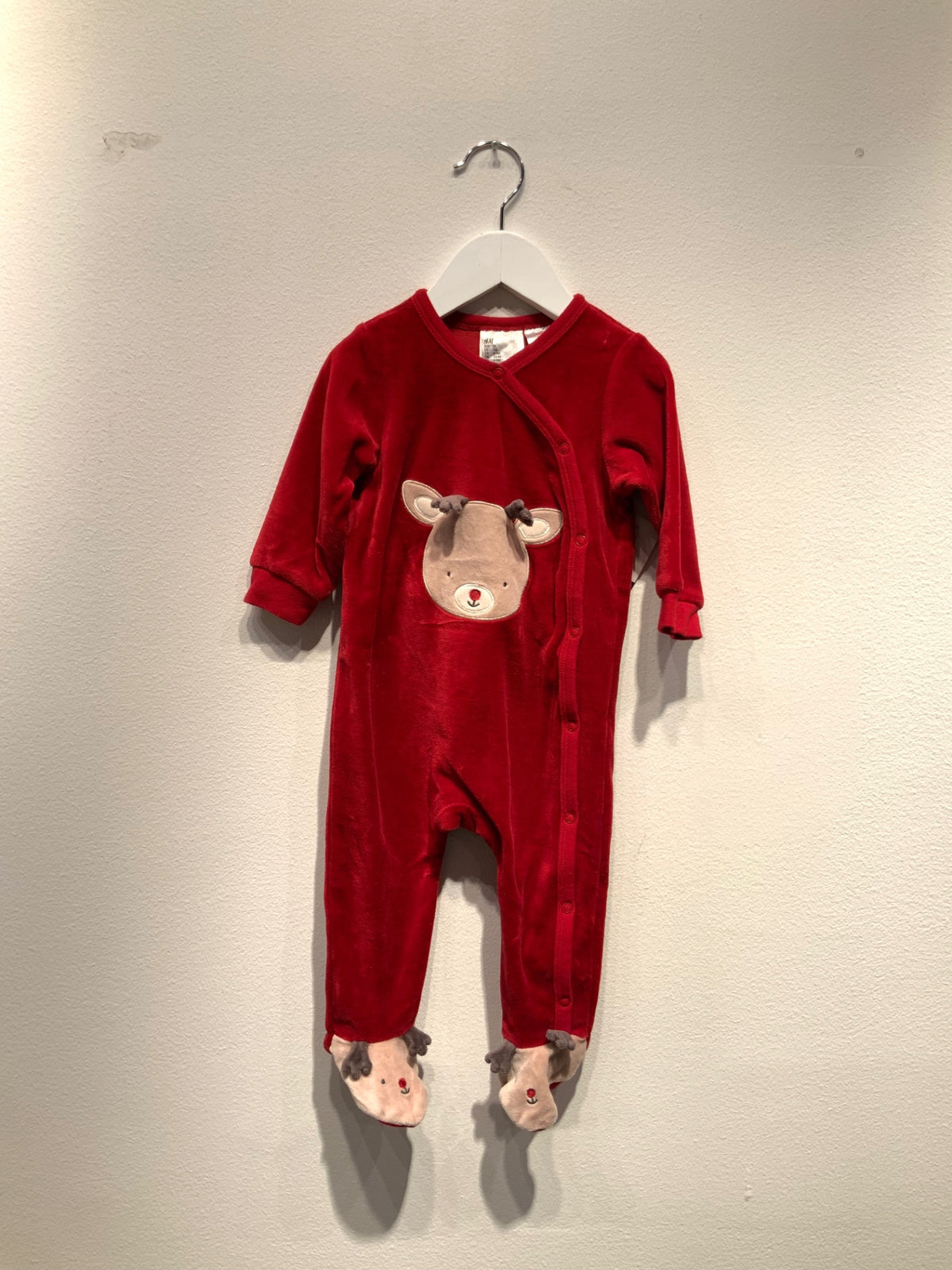 H&M Fleecepyjamas 74 Röd/Jultema: sydd