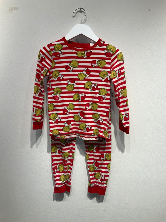 H&M Pyjamasset 110/116 Röd/Randig Grinch