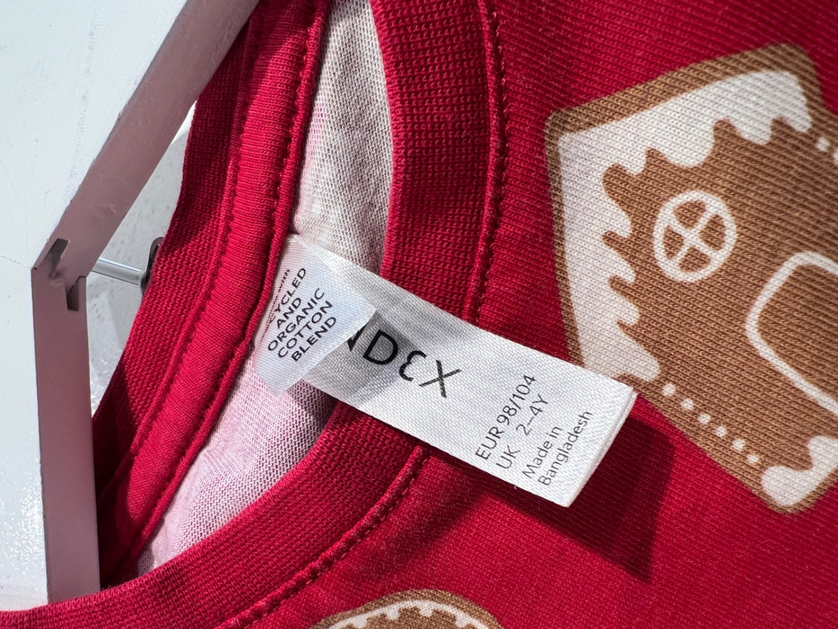 Lindex 2-delad pyjamasset 98/104 Röd/Jultema