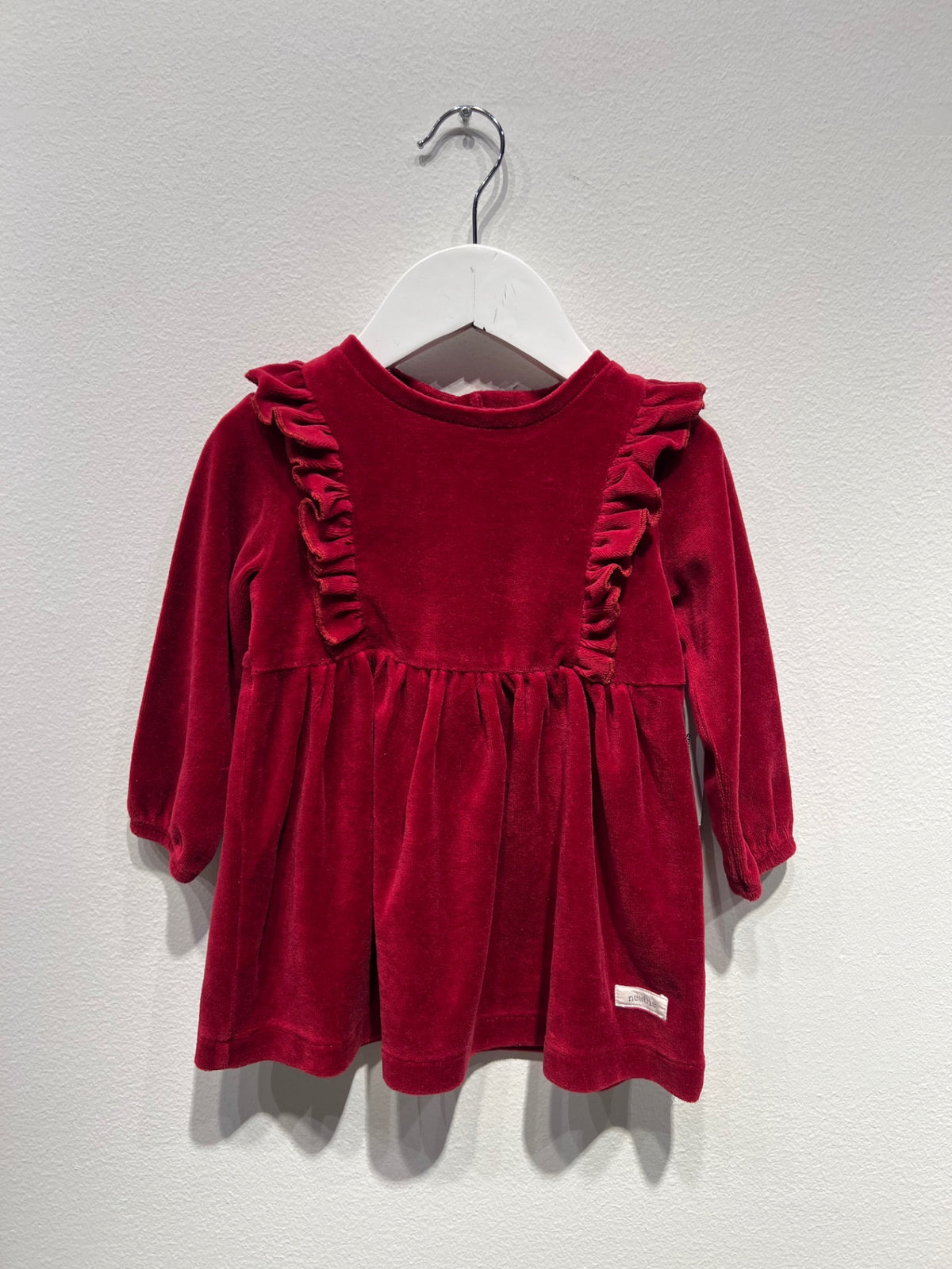 Newbie Velour klänning 74 Röd